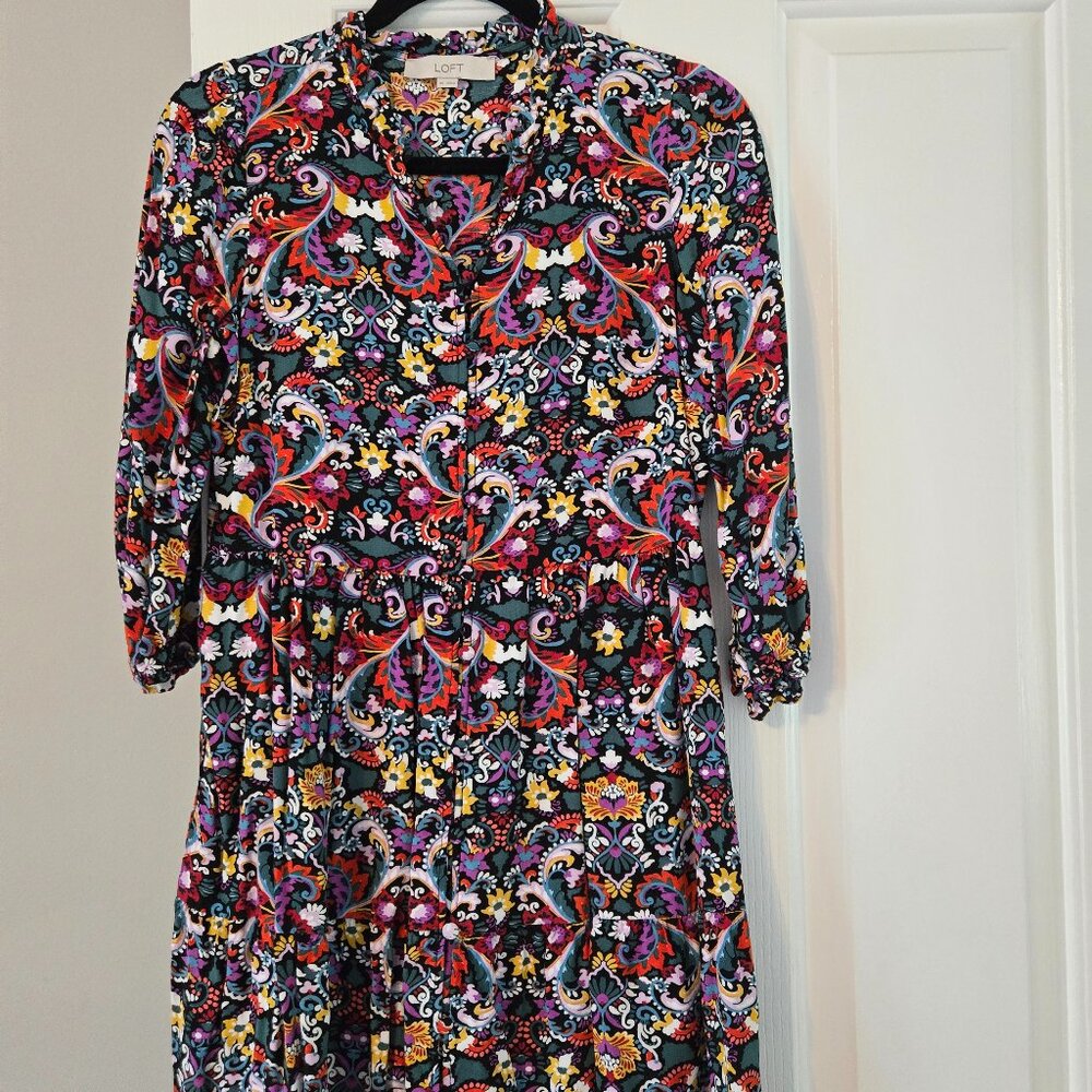 Womens Loft Size XS Multicolor Patterned dress